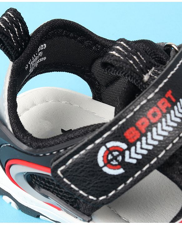 Cute Walk by Babyhug Velcro Closure Sandals With Sport Print - Black