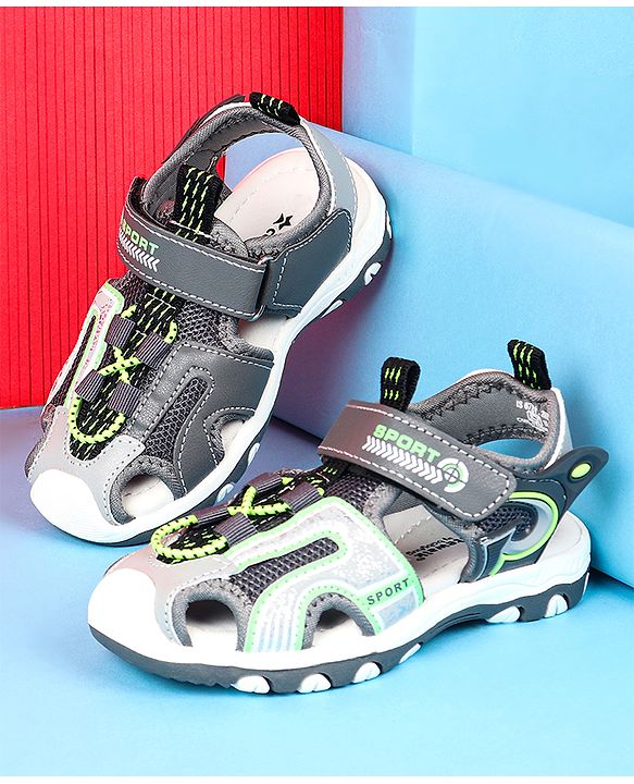 Cute Walk by Babyhug Velcro Closure Sandals With Sport Print - Black