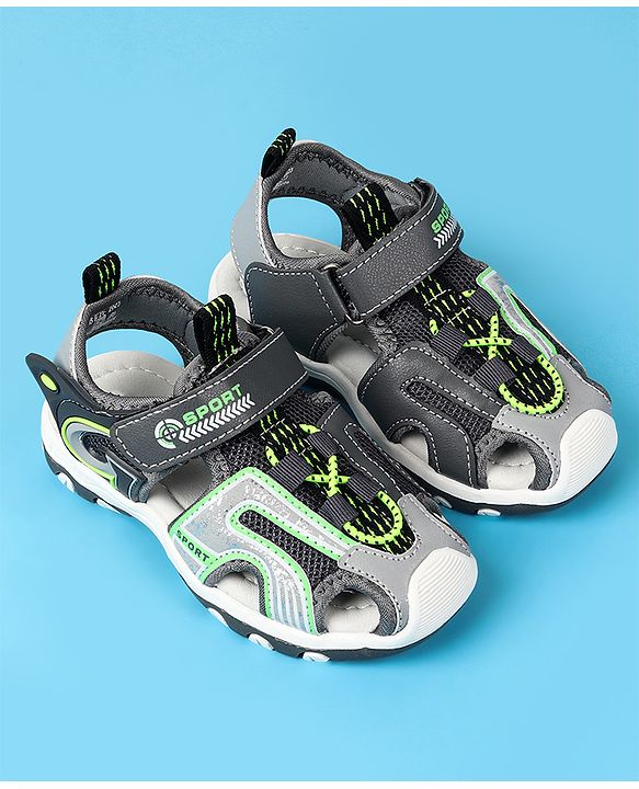 Cute Walk by Babyhug Velcro Closure Sandals With Sport Print - Black