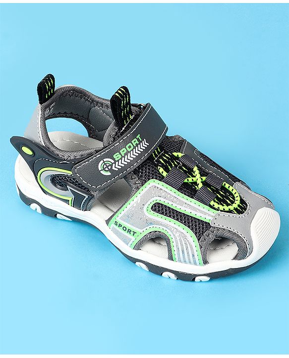 Cute Walk by Babyhug Velcro Closure Sandals With Sport Print - Black
