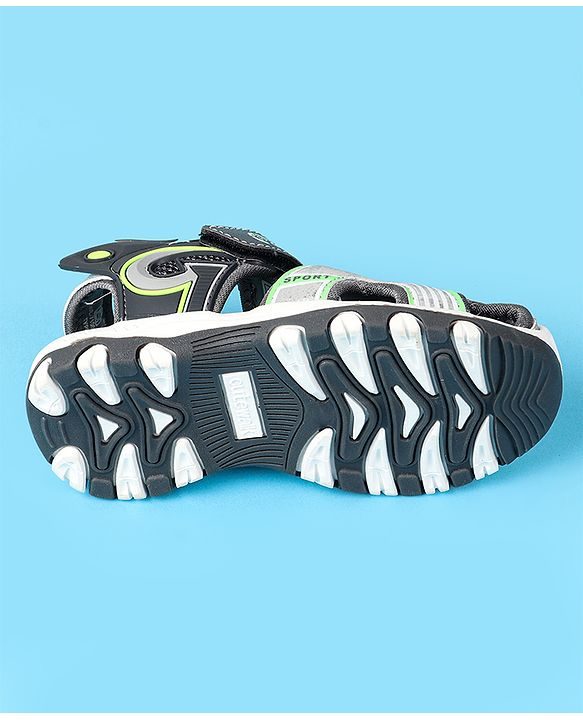 Cute Walk by Babyhug Velcro Closure Sandals With Sport Print - Black