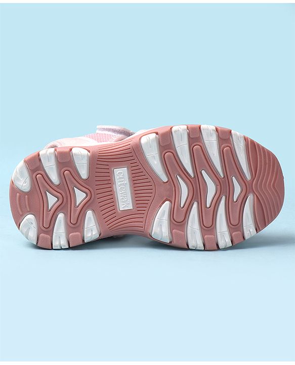 Cute Walk by Babyhug Velcro Closure Sandals With Heart Applique - Pink