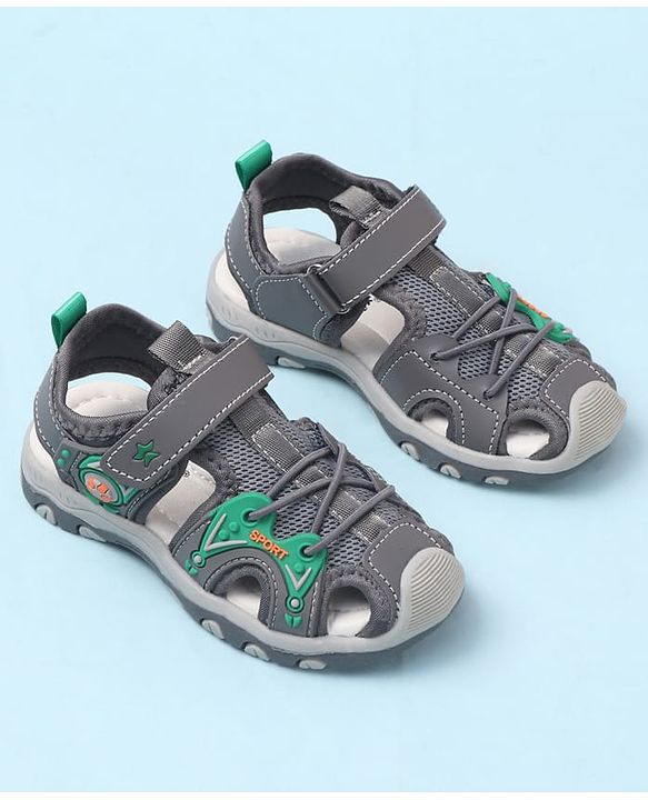 Cute Walk by Babyhug Velcro Closure Solid Sandals - Grey