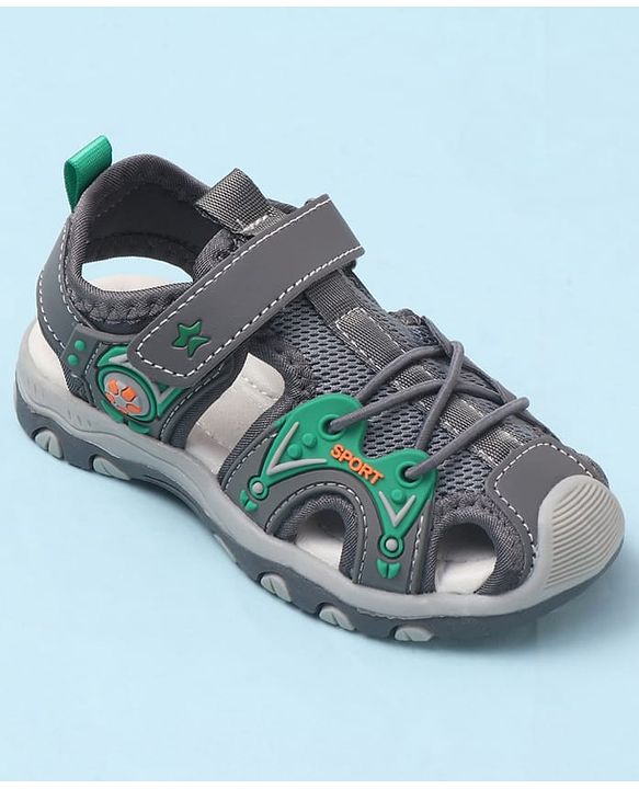 Cute Walk by Babyhug Velcro Closure Solid Sandals - Grey