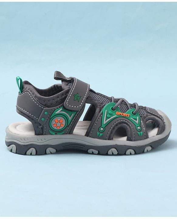 Cute Walk by Babyhug Velcro Closure Solid Sandals - Grey