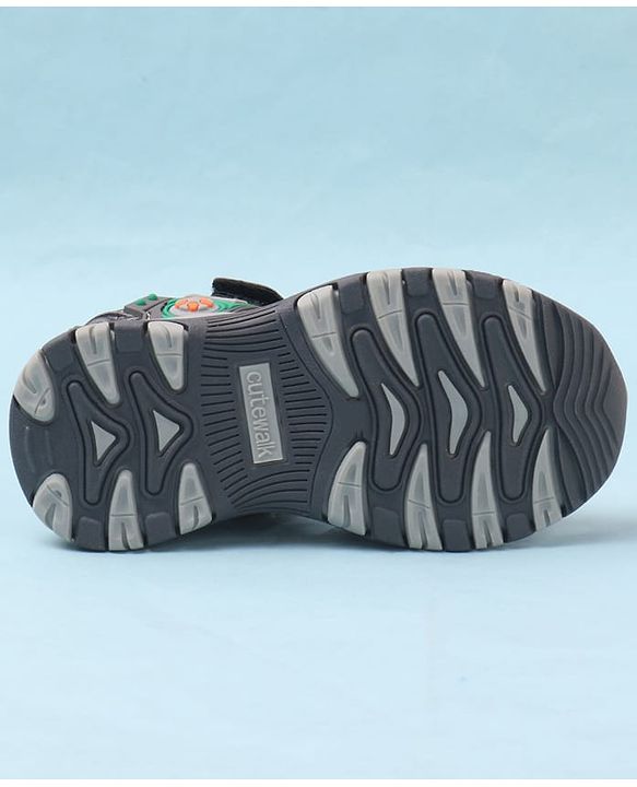 Cute Walk by Babyhug Velcro Closure Solid Sandals - Grey