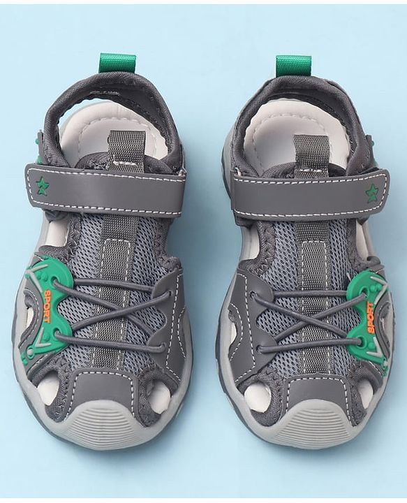 Cute Walk by Babyhug Velcro Closure Solid Sandals - Grey