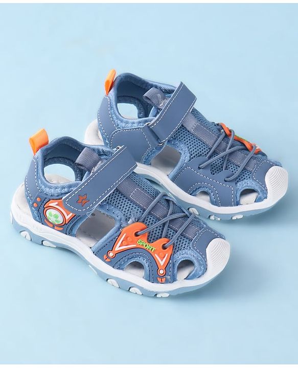 Cute Walk by Babyhug Velcro Closure Solid Sandals - Blue