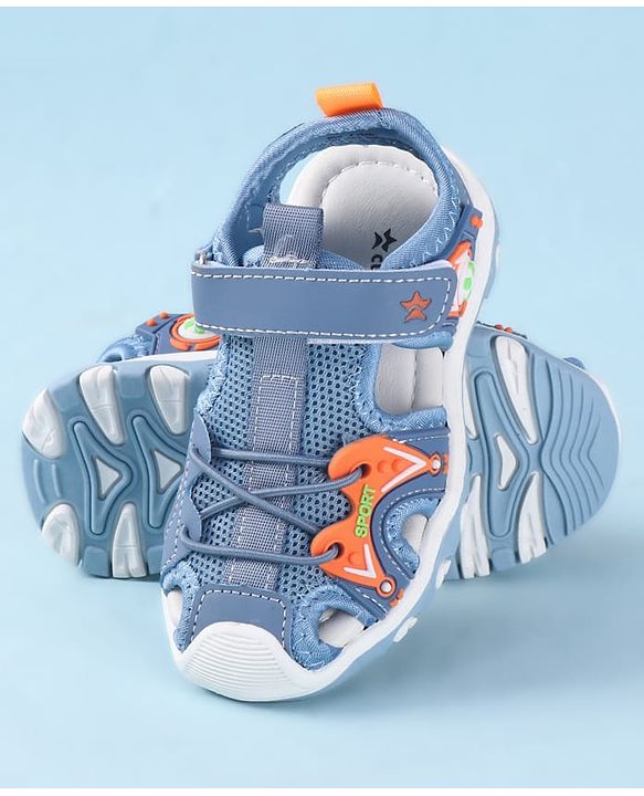 Cute Walk by Babyhug Velcro Closure Solid Sandals - Blue