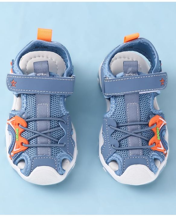 Cute Walk by Babyhug Velcro Closure Solid Sandals - Blue