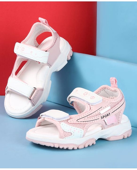 Cute Walk by Babyhug Velcro Closure Solid Sandals - Peach