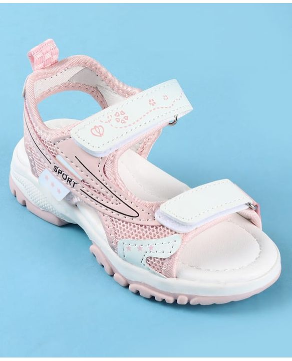 Cute Walk by Babyhug Velcro Closure Solid Sandals - Peach