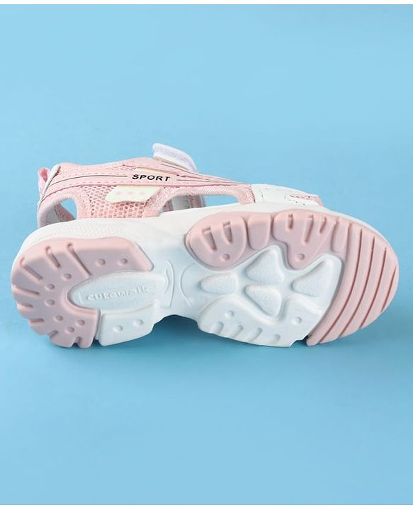 Cute Walk by Babyhug Velcro Closure Solid Sandals - Peach