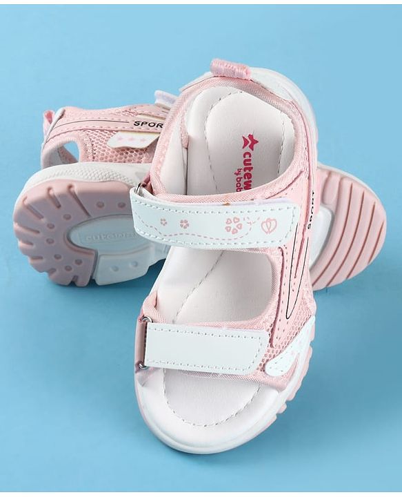 Cute Walk by Babyhug Velcro Closure Solid Sandals - Peach
