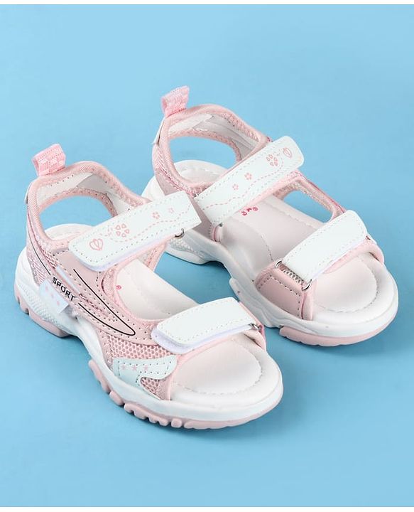 Cute Walk by Babyhug Velcro Closure Solid Sandals - Peach