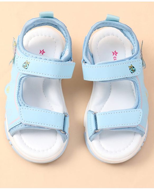 Cute Walk by Babyhug Velcro Closure Sandals with Butterfly Applique - Blue