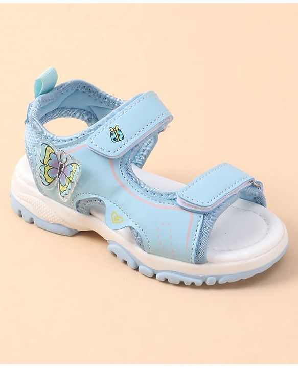Cute Walk by Babyhug Velcro Closure Sandals with Butterfly Applique - Blue