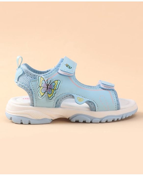 Cute Walk by Babyhug Velcro Closure Sandals with Butterfly Applique - Blue