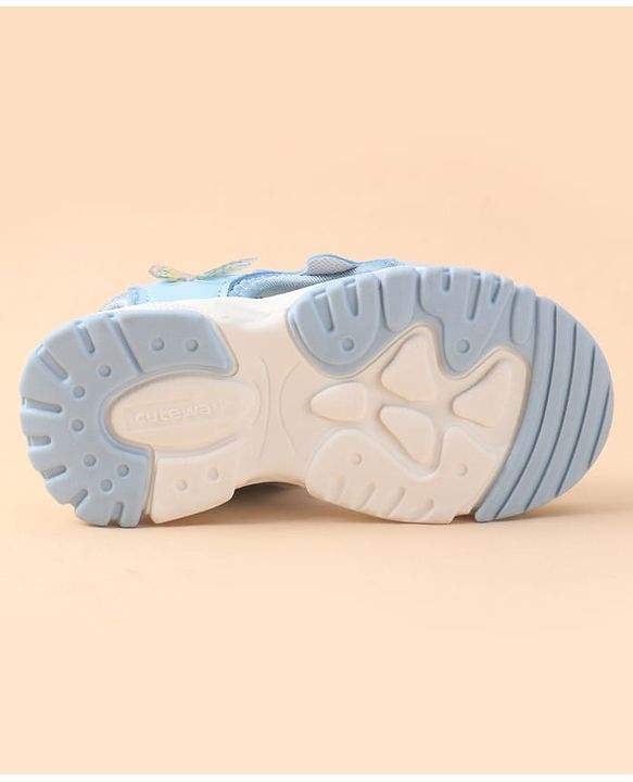Cute Walk by Babyhug Velcro Closure Sandals with Butterfly Applique - Blue