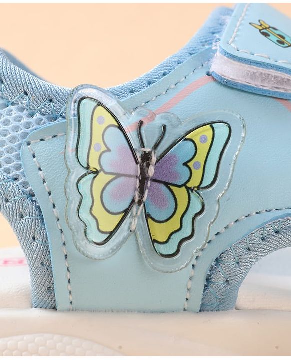 Cute Walk by Babyhug Velcro Closure Sandals with Butterfly Applique - Blue