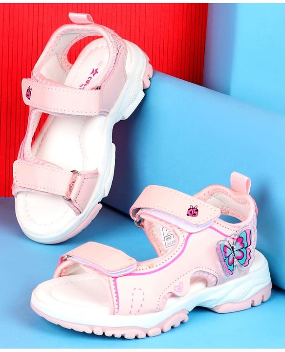 Cute Walk by Babyhug Velcro Closure Sandals with Butterfly Applique - Blue