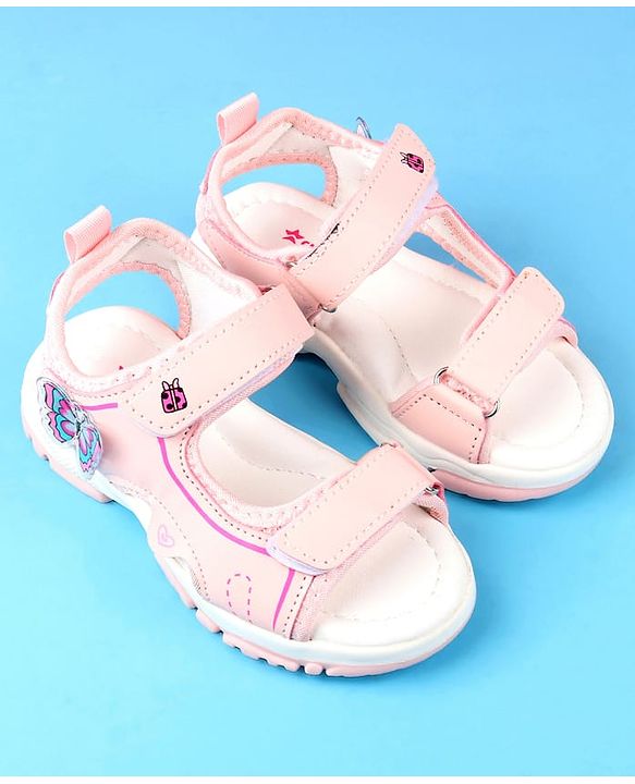 Cute Walk by Babyhug Velcro Closure Sandals with Butterfly Applique - Blue