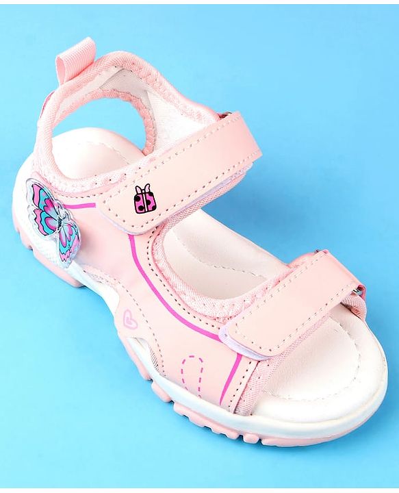 Cute Walk by Babyhug Velcro Closure Sandals with Butterfly Applique - Blue