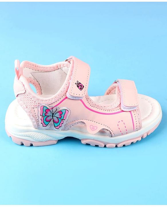 Cute Walk by Babyhug Velcro Closure Sandals with Butterfly Applique - Blue