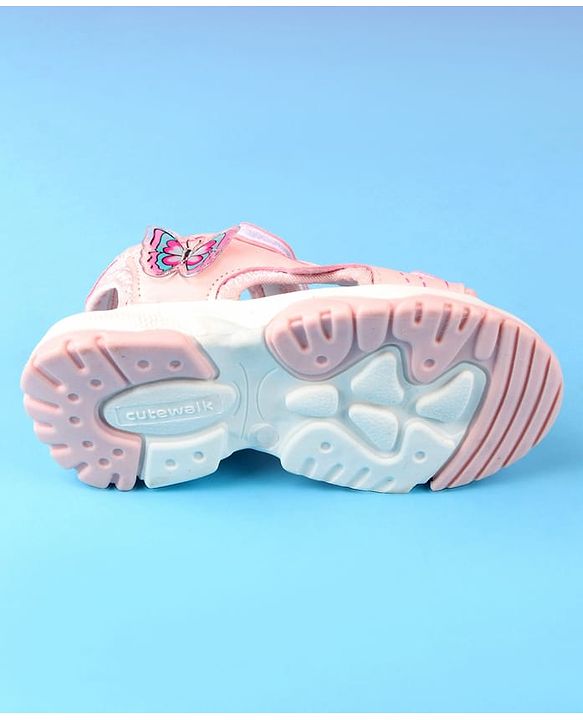 Cute Walk by Babyhug Velcro Closure Sandals with Butterfly Applique - Blue