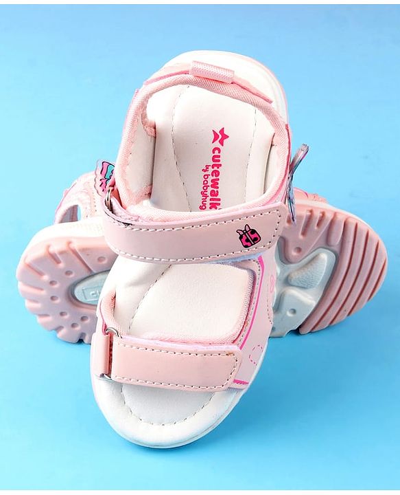 Cute Walk by Babyhug Velcro Closure Sandals with Butterfly Applique - Blue