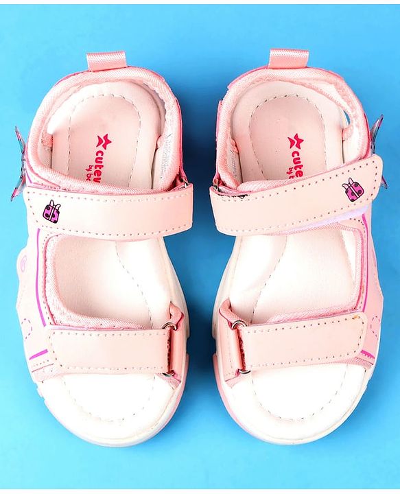Cute Walk by Babyhug Velcro Closure Sandals with Butterfly Applique - Blue