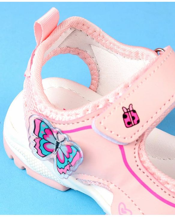 Cute Walk by Babyhug Velcro Closure Sandals with Butterfly Applique - Blue