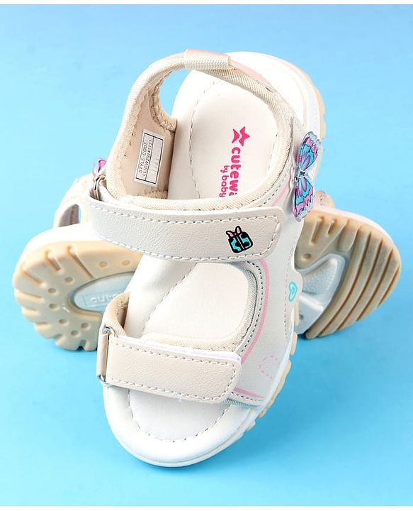 Cute Walk by Babyhug Velcro Closure Sandals with Butterfly Applique - Blue