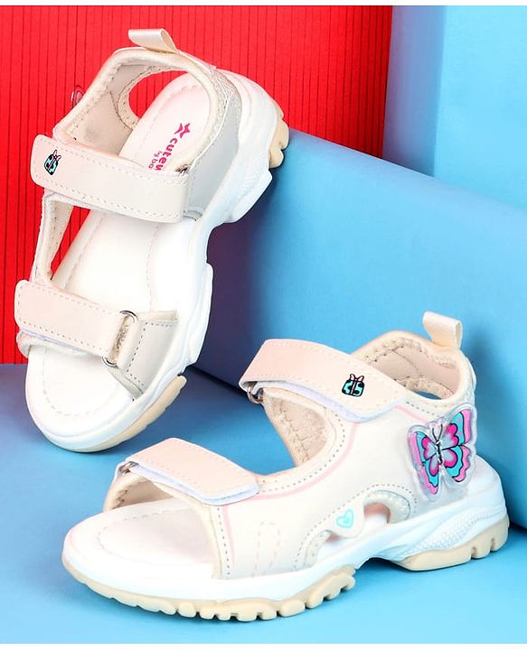 Cute Walk by Babyhug Velcro Closure Sandals with Butterfly Applique - Blue