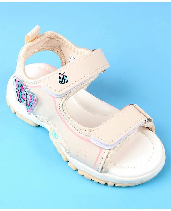 Cute Walk by Babyhug Velcro Closure Sandals with Butterfly Applique - Blue