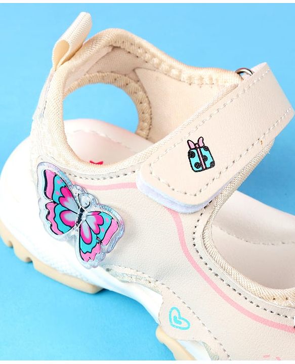 Cute Walk by Babyhug Velcro Closure Sandals with Butterfly Applique - Blue