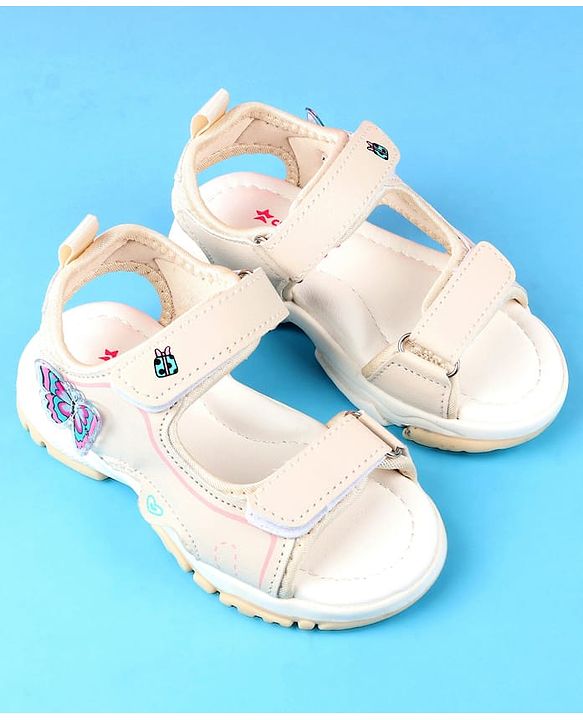 Cute Walk by Babyhug Velcro Closure Sandals with Butterfly Applique - Blue