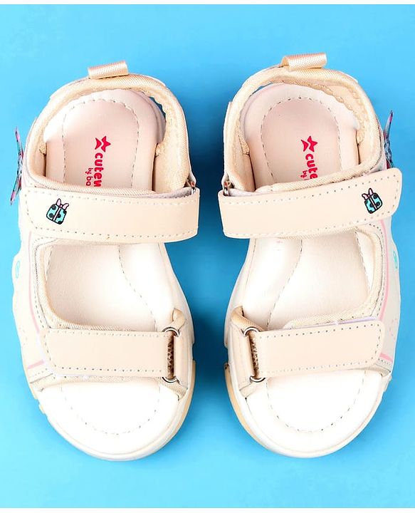 Cute Walk by Babyhug Velcro Closure Sandals with Butterfly Applique - Blue