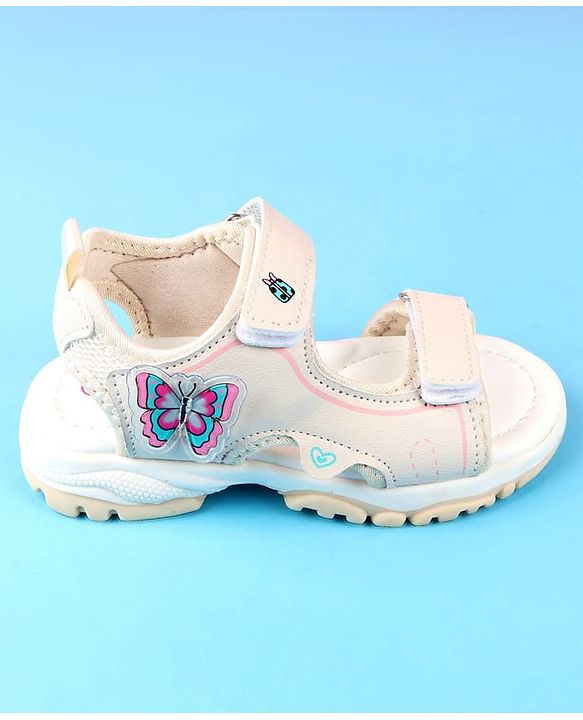 Cute Walk by Babyhug Velcro Closure Sandals with Butterfly Applique - Blue
