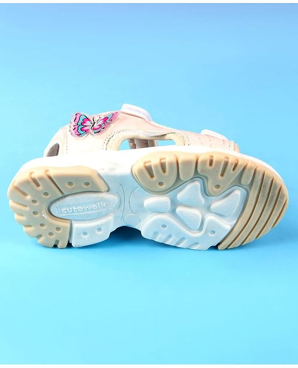 Cute Walk by Babyhug Velcro Closure Sandals with Butterfly Applique - Blue