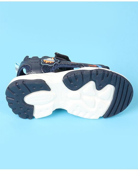Cute Walk by Babyhug Velcro Closure Sandals with Space Theme Print & Applique - Black