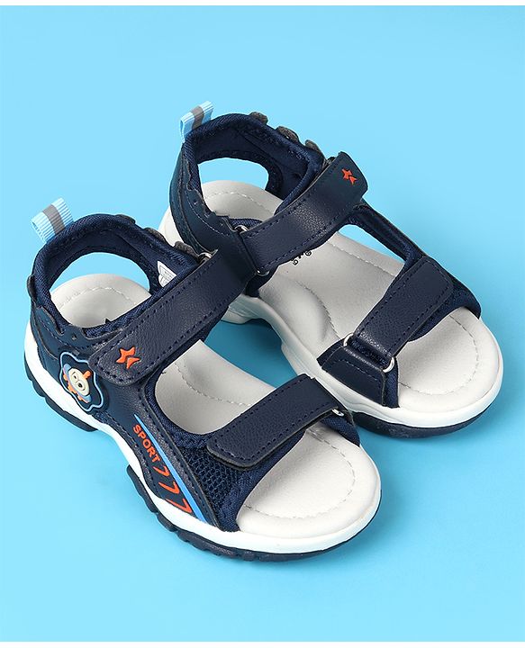 Cute Walk by Babyhug Velcro Closure Sandals with Space Theme Print & Applique - Black