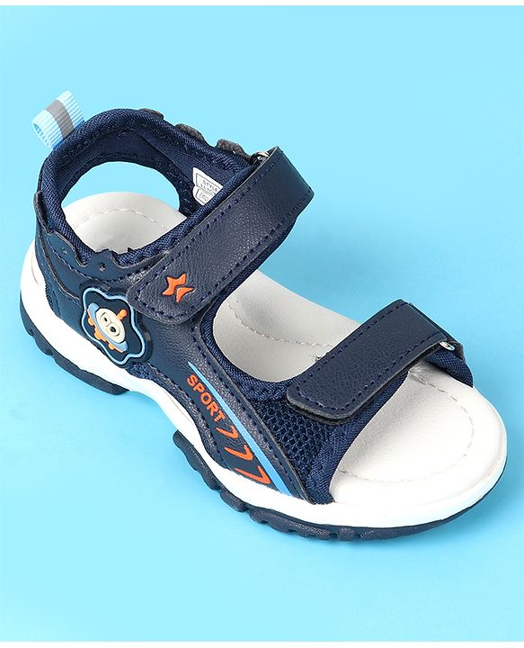 Cute Walk by Babyhug Velcro Closure Sandals with Space Theme Print & Applique - Black