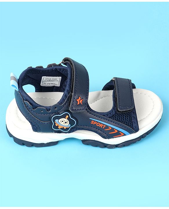 Cute Walk by Babyhug Velcro Closure Sandals with Space Theme Print & Applique - Black