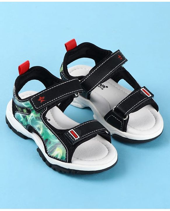 Cute Walk by Babyhug Velcro Closure Printed Sandals - Black