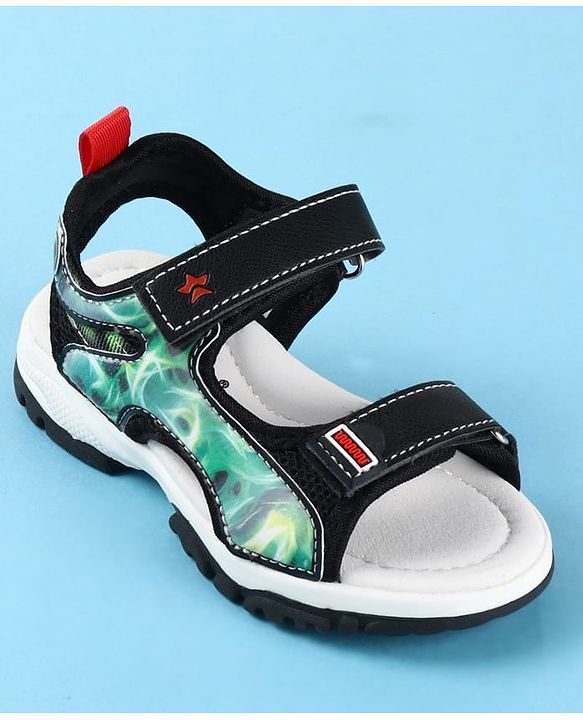Cute Walk by Babyhug Velcro Closure Printed Sandals - Black