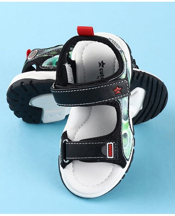 Cute Walk by Babyhug Velcro Closure Printed Sandals - Black