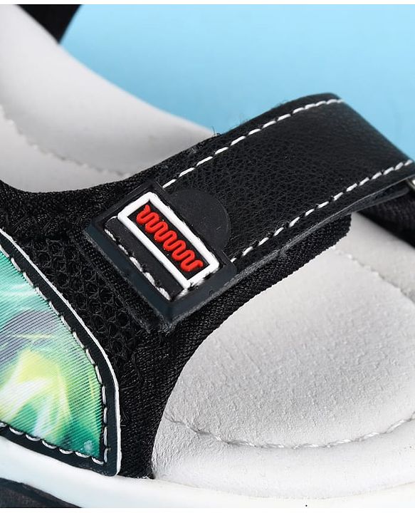 Cute Walk by Babyhug Velcro Closure Printed Sandals - Black