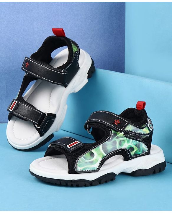 Cute Walk by Babyhug Velcro Closure Printed Sandals - Black