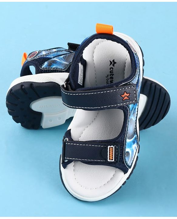 Cute Walk by Babyhug Velcro Closure Printed Sandals - Black